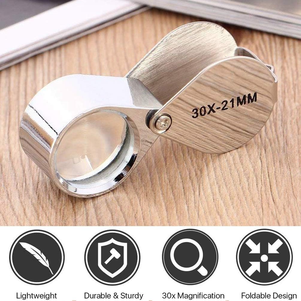 Pocket Loupe 30x 21mm Loop Eye Magnifying Glass Foldable Magnifier